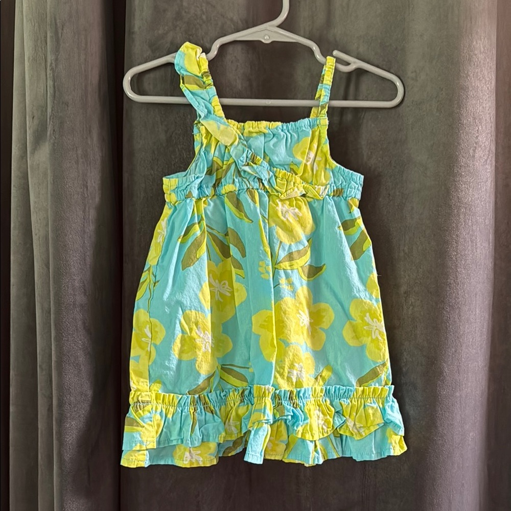 Cherokee Blue and Yellow Smocked Ruffled Sundress